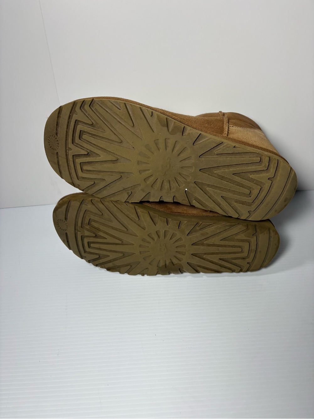 UGG Chestnut Suede Shearling Lined Short Moccasin Boots - Picture 5 of 7